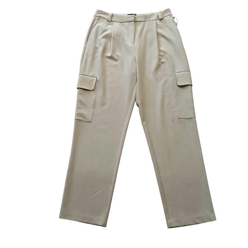 Vince Camuto Cream"Spring Safari" High Waisted Pleated Cargo Pant 6 - Picture 3 of 11